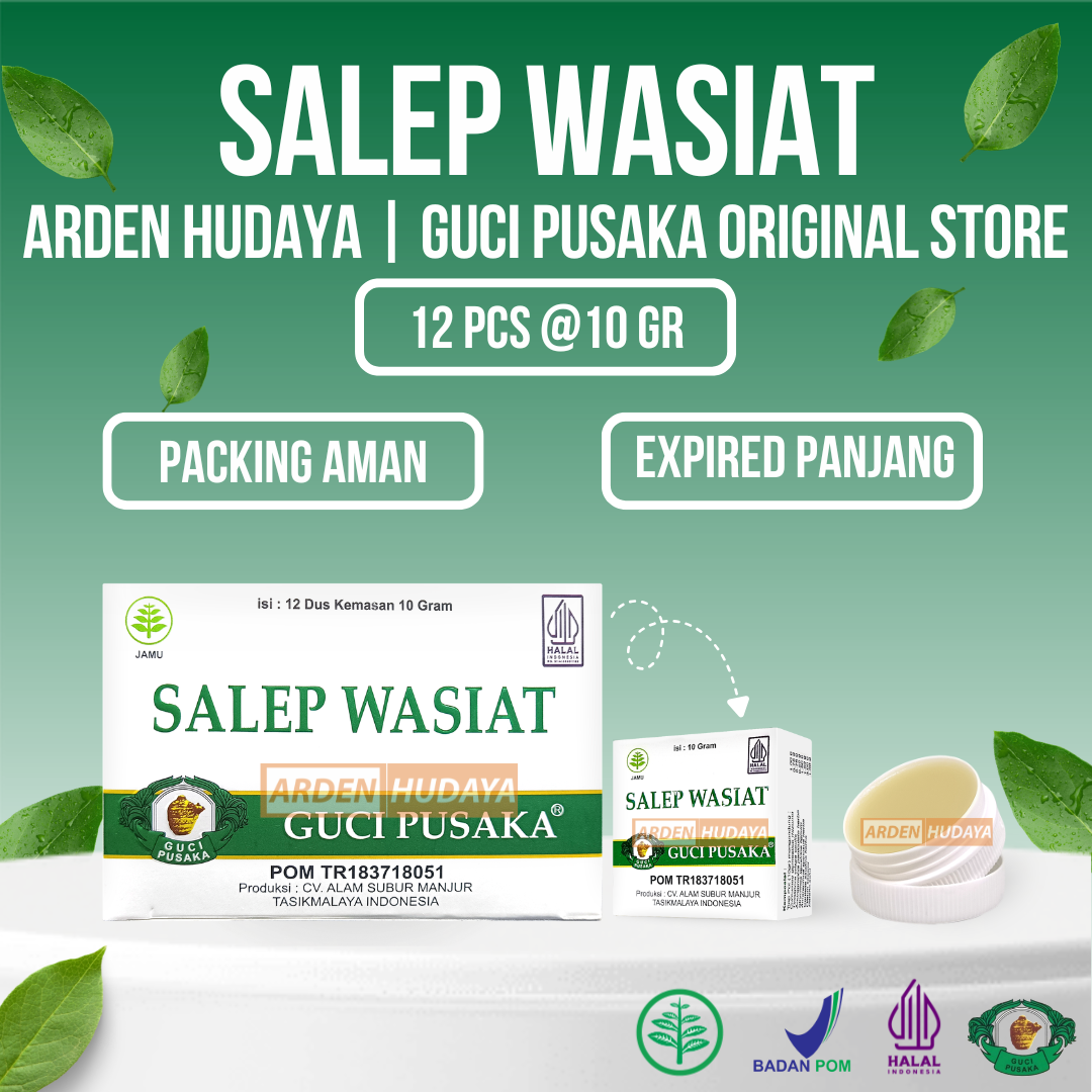 Kemasan per pak Salep Wasiat Guci Pusaka isi 12 pot, salep kulit herbal BPOM
